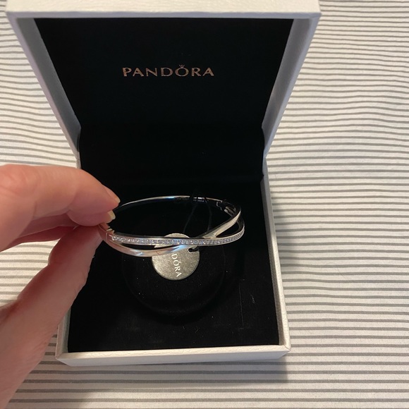 Pandora Silver and Crystal bangle Bracelet. NWT. - Picture 3 of 8